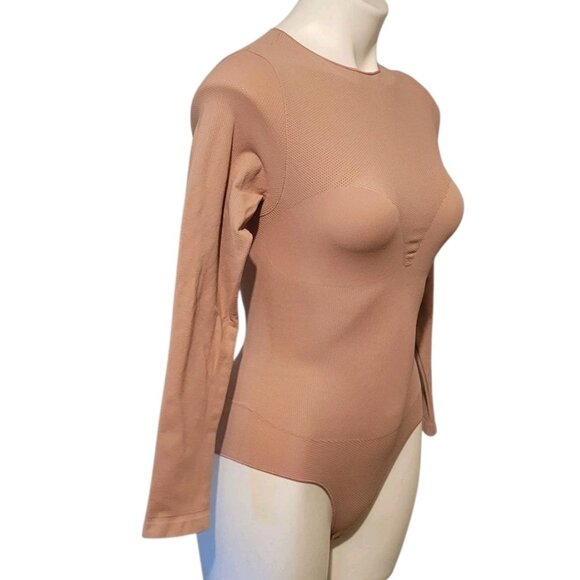 Fleur Du Mal Tan Long Sleeve Bodysuit XL Paneled Neutral - Picture 4 of 5